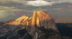 Half Dome glows in sunset light