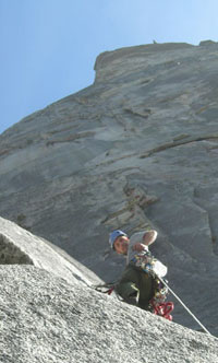 Climber on Half Dome