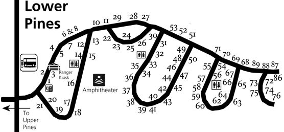 Map of Lower Pines Campground