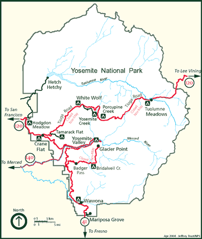 Map of Yosemite National Park