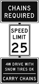 Chains required - 4W drive with snow tires ok