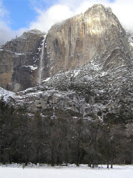 Yosemite Falls with snow