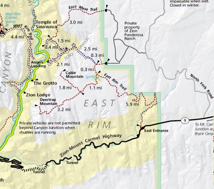 East Rim Wilderness Trail Descriptions - Zion National Park (U.S 