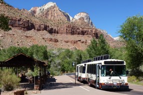 Shuttle bus in Zion Canyon
