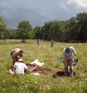 Archeologists Excavating Test Units on the Cresap's Fort Site.