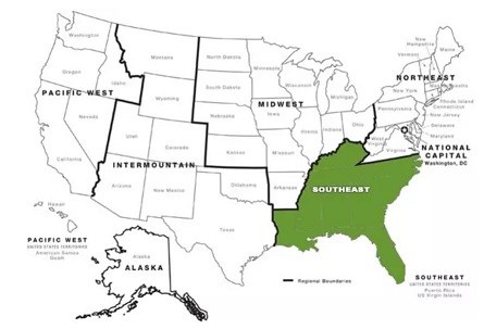 Southeast Region Map
