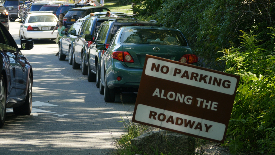 Roadside parking beyond a no parking sign