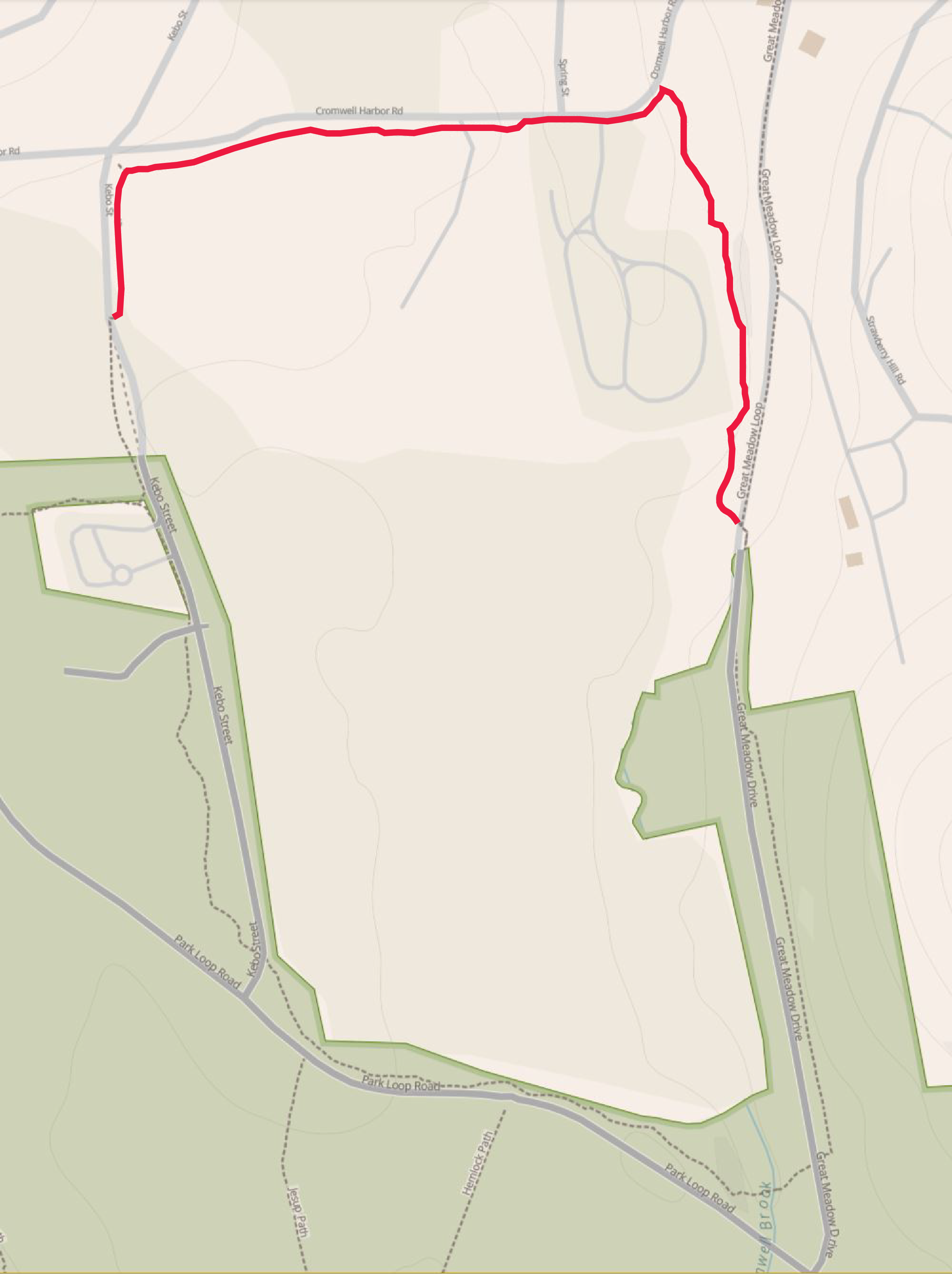 Park map of trail closure