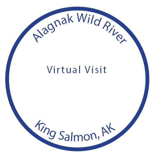 circle with the words reading Alagnak Wild River Virtual Visit King Salmong, AK