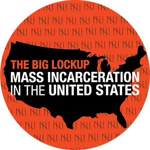 Icon of the lower 48 and tick marks by fives in the background. The Big Lockup Mass Incarceration in the United States.