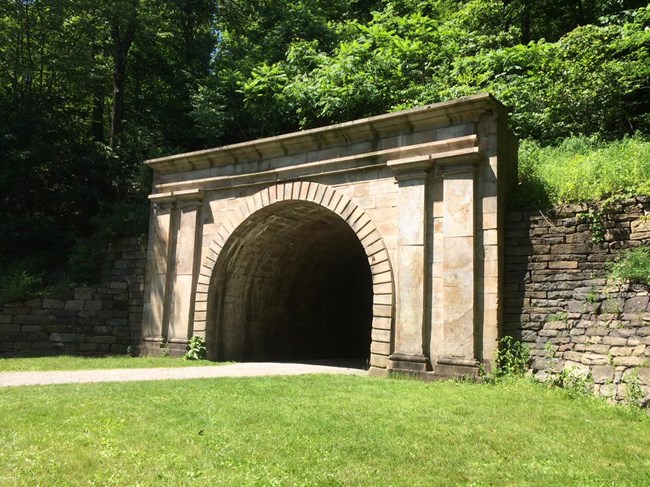 A railroad tunnel entrance