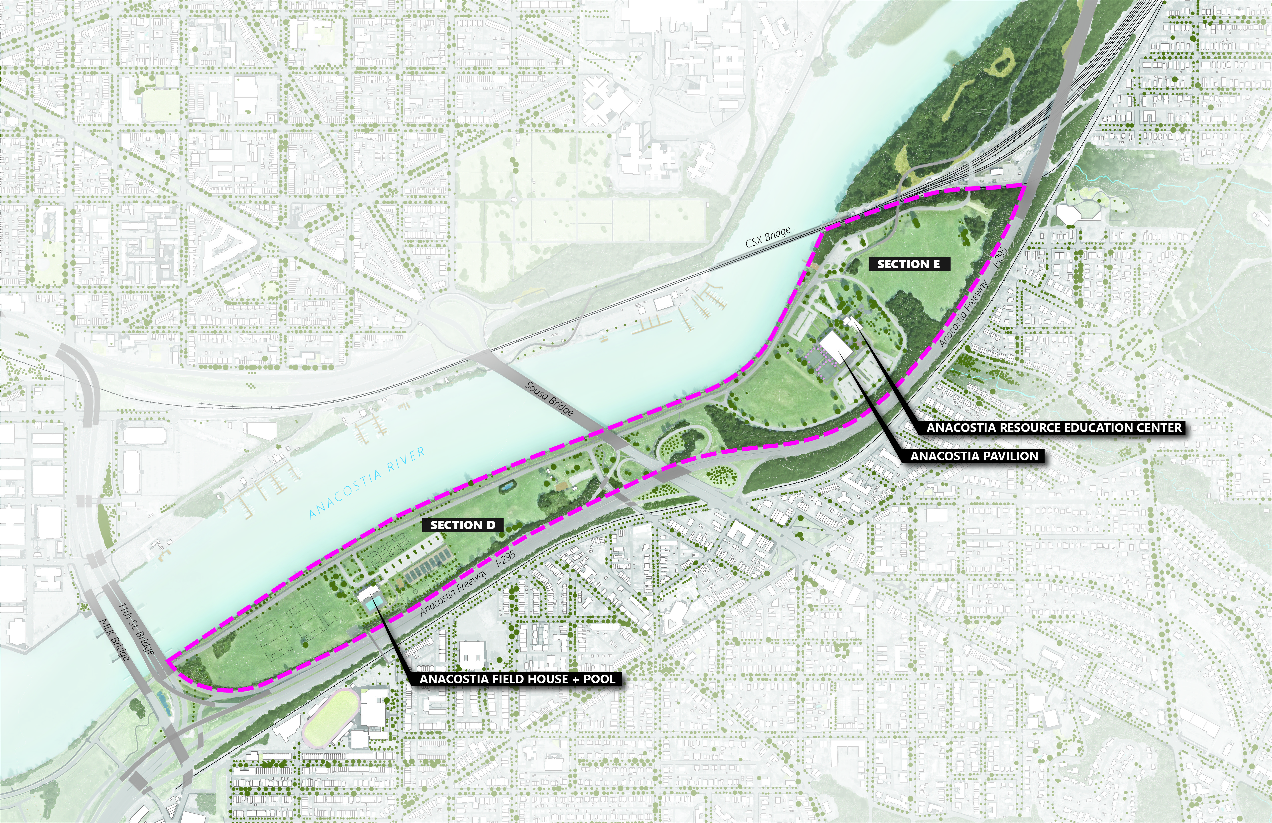 Map of Sections D & E at Anacostia Park