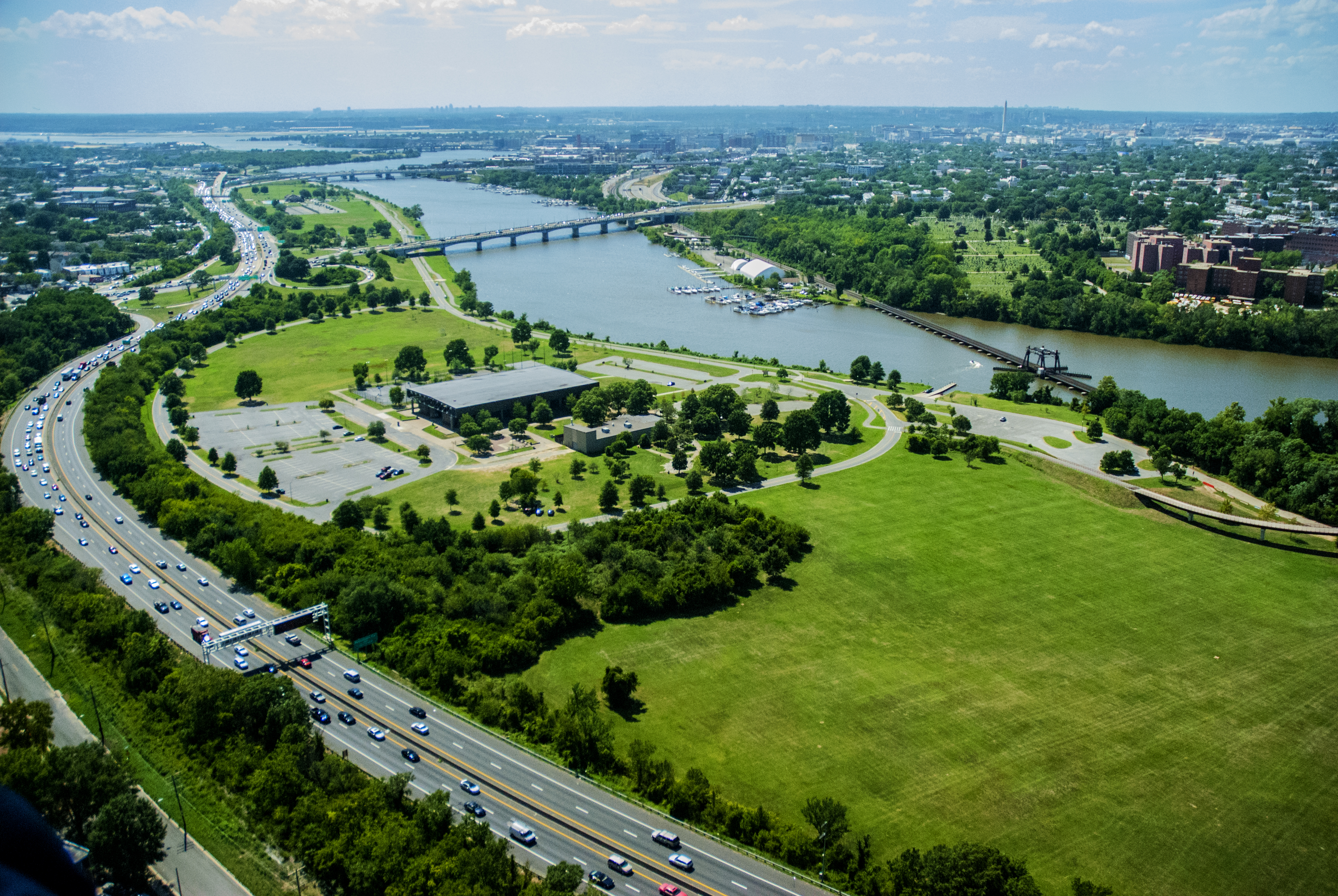 Aerial view of Anacostia River and Park