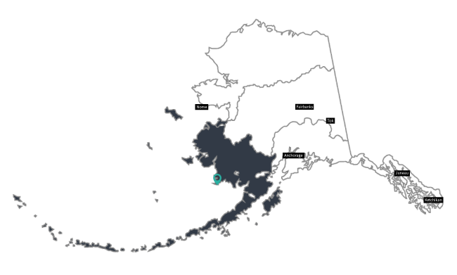 Map of Alaska with left most section highlighted.