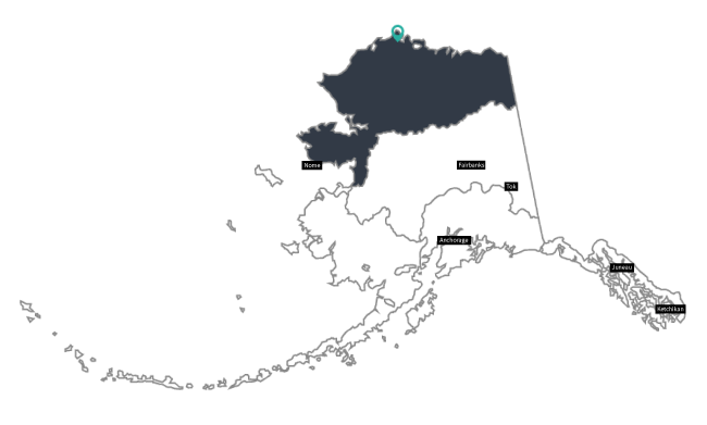 Map of Alaska with northern most section highlighted.