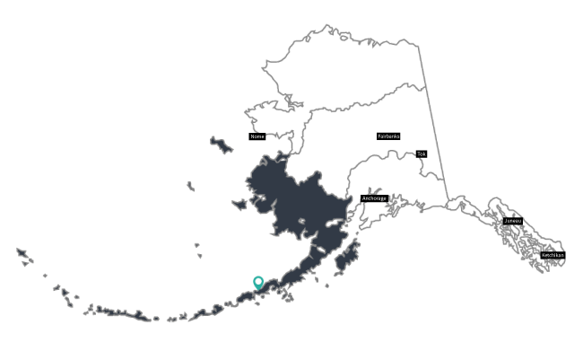 Map of Alaska with left most section highlighted.