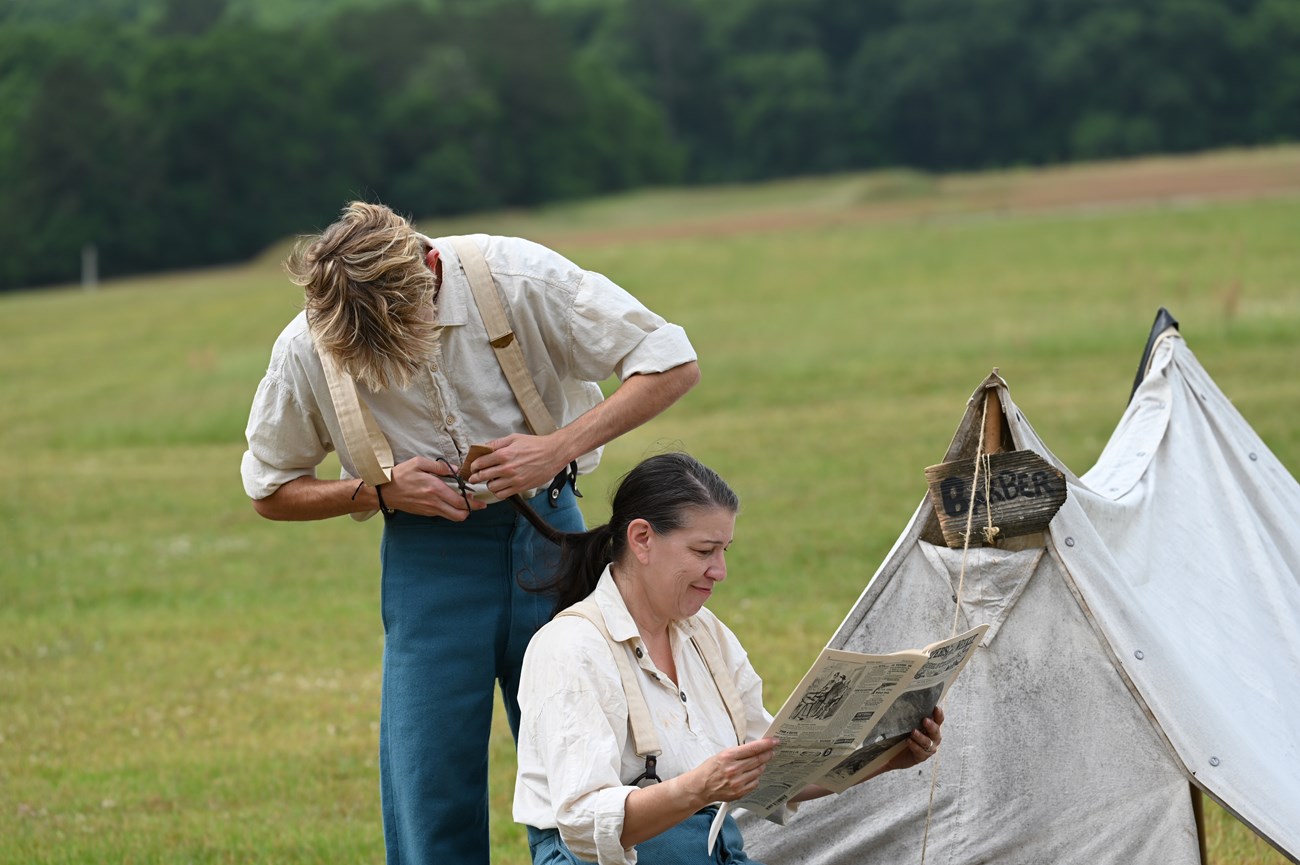 Living historians portray Union prisoners at Andersonville during Living History Weekend.