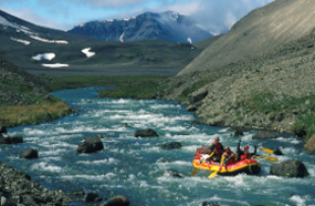 Rafting through the "Gates" of the caldera.