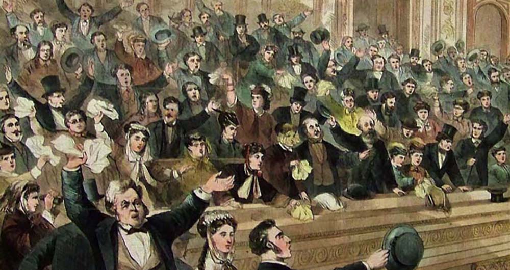 People watch the trial from a balcony with much gusto