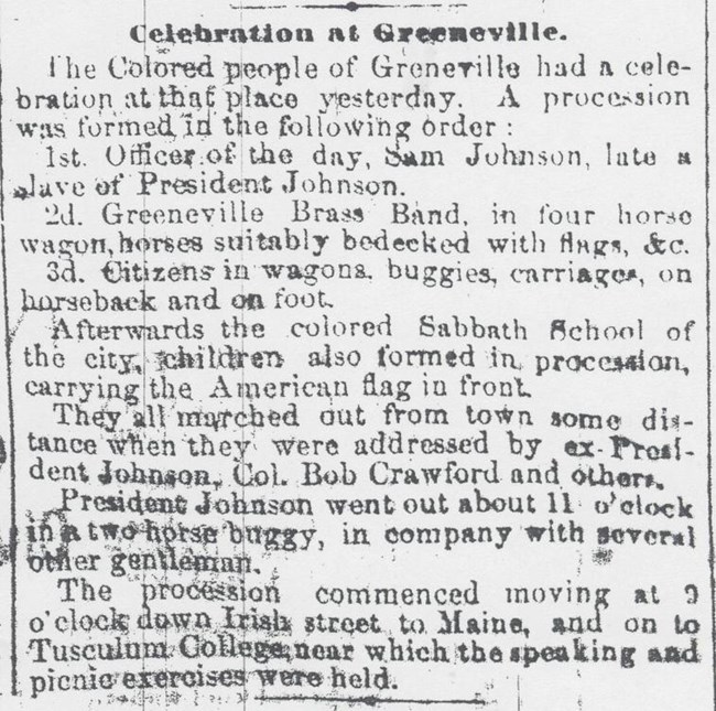 1871 newspaper article about August 8th celebration