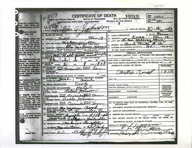 Will's death certificate