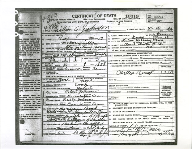 Will's death certificate