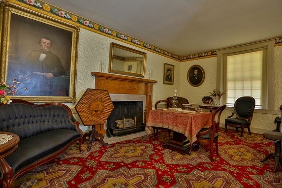 A wide angle view of the Johnson parlor
