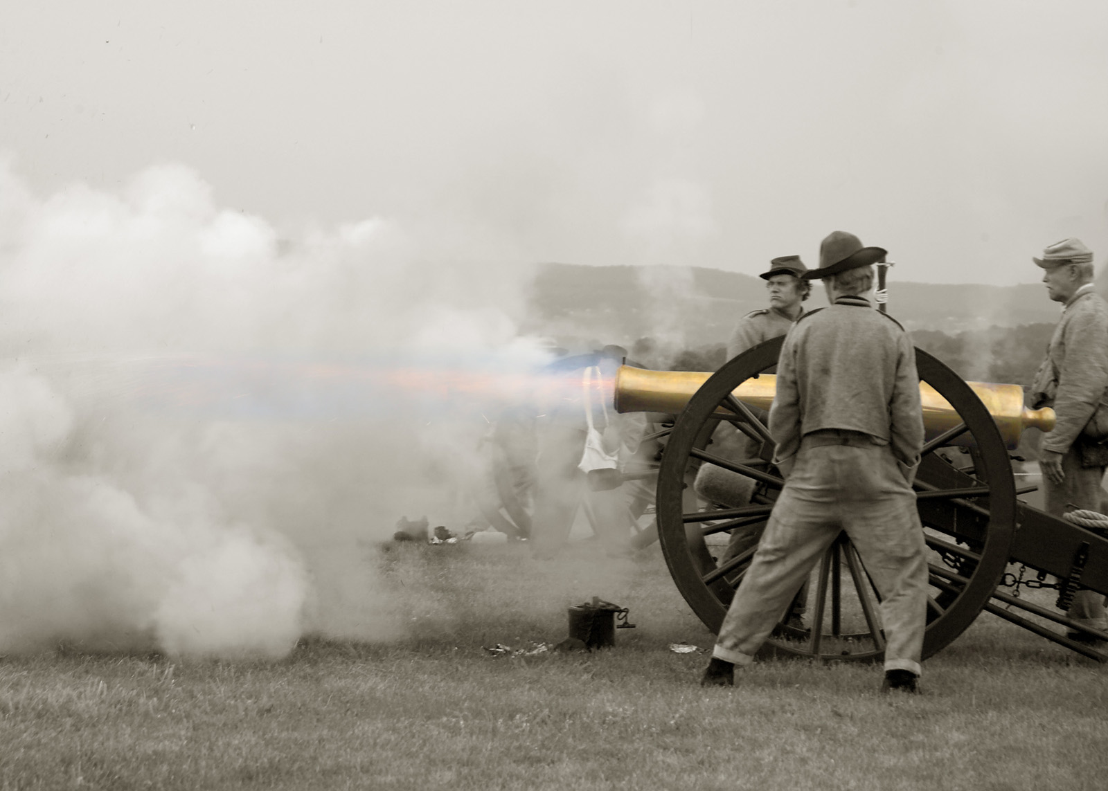 Park volunteers providing artillery firing demonstration