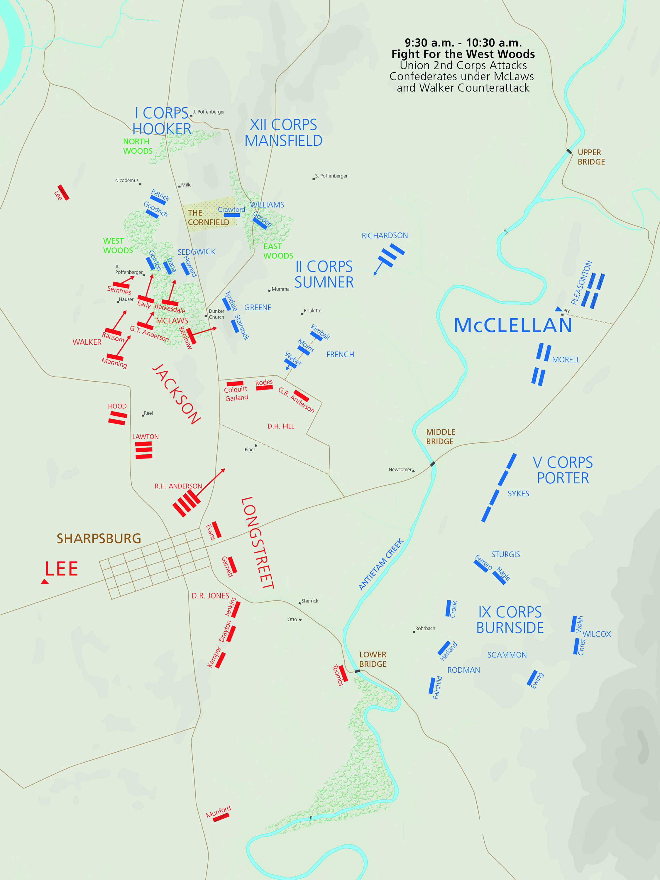 Antietam Battle Map 9:30-10:30 am