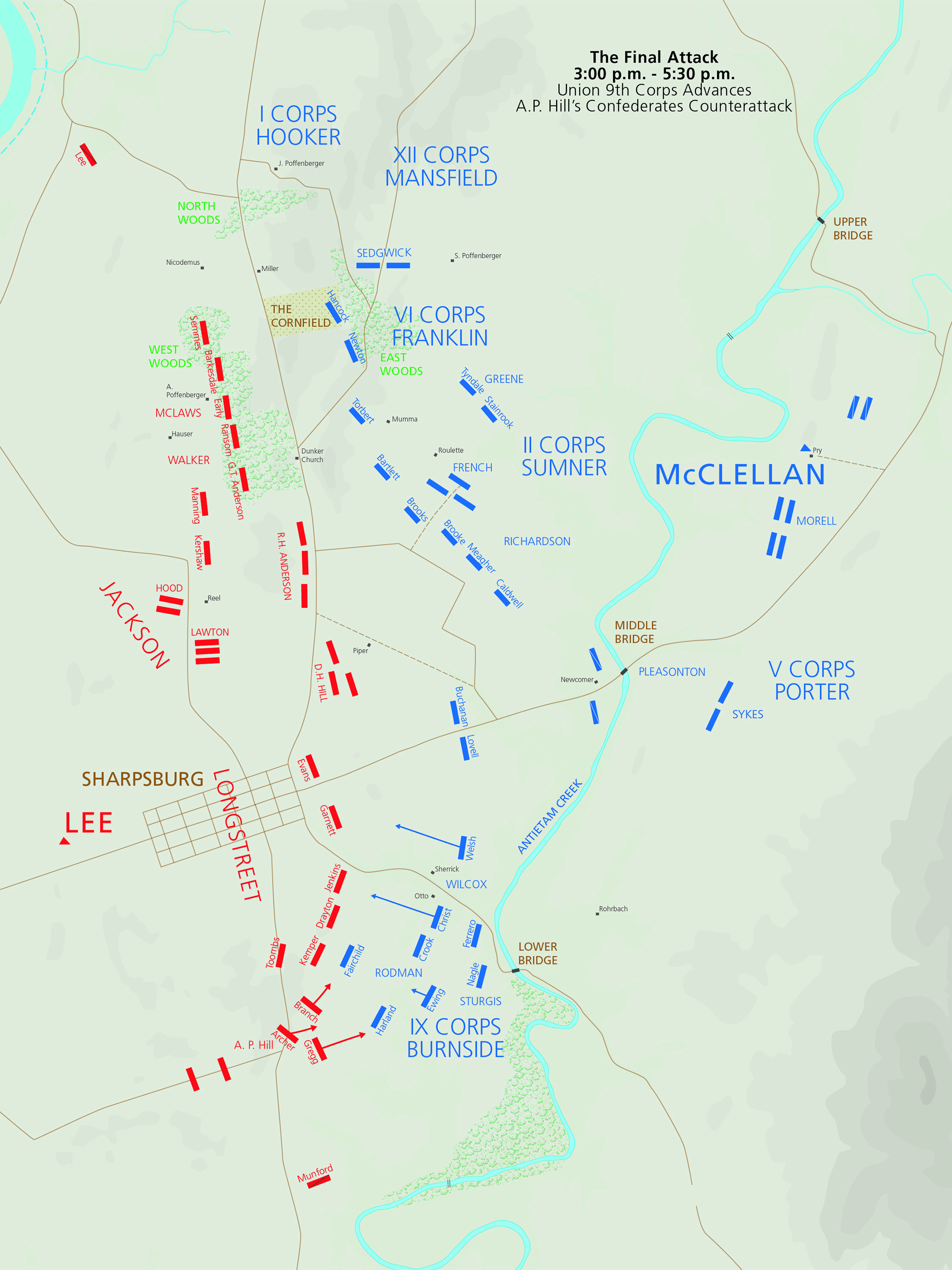 Antietam Battle Map 3:00-5:30 pm