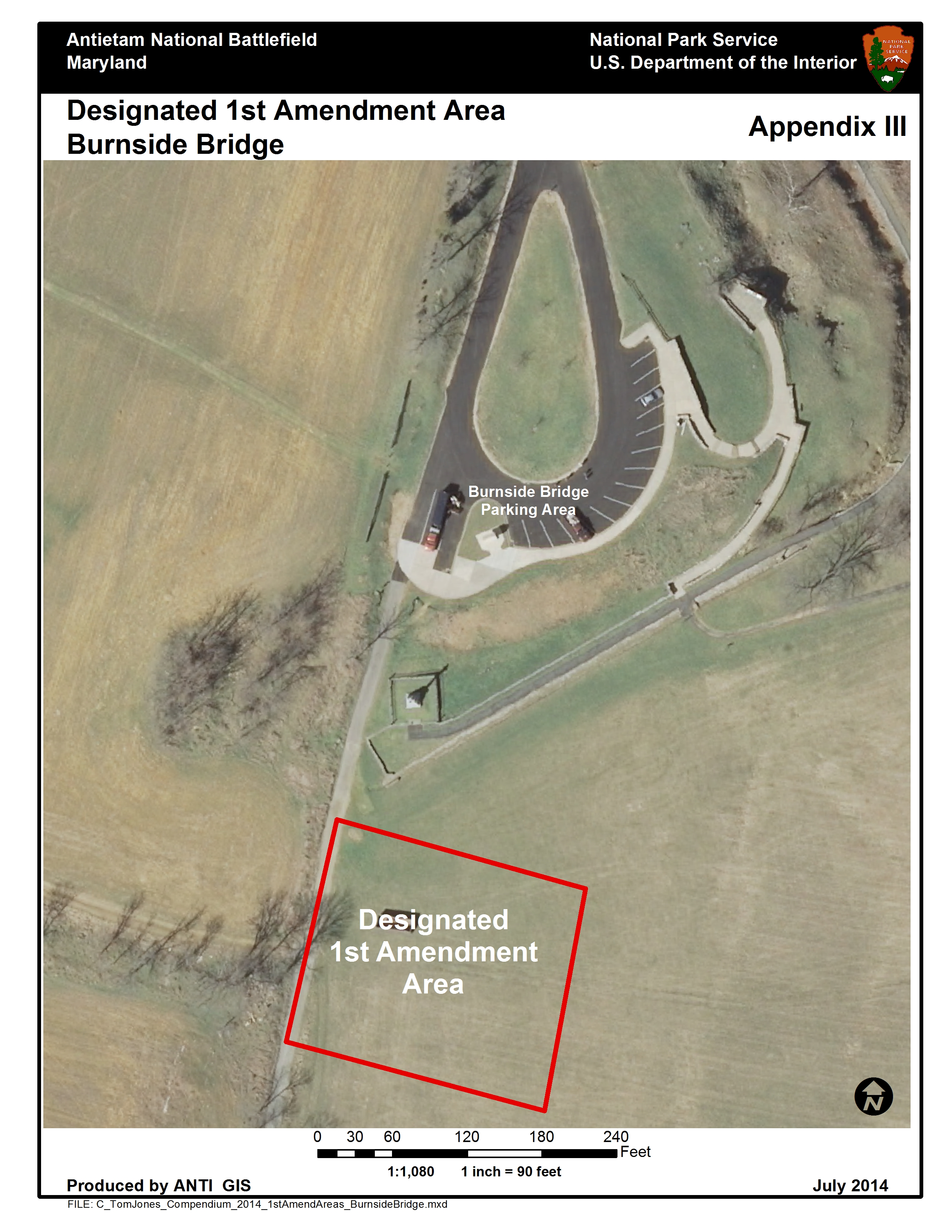 map of Burnside Bridge area