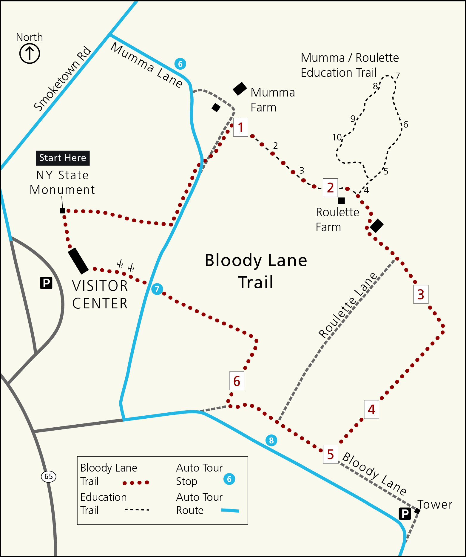 Map of the Bloody Lane Trail