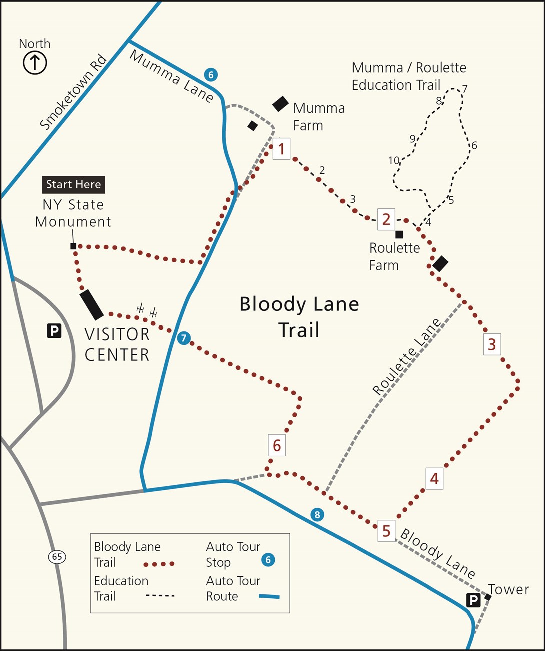 Map of the Bloody Lane Trail