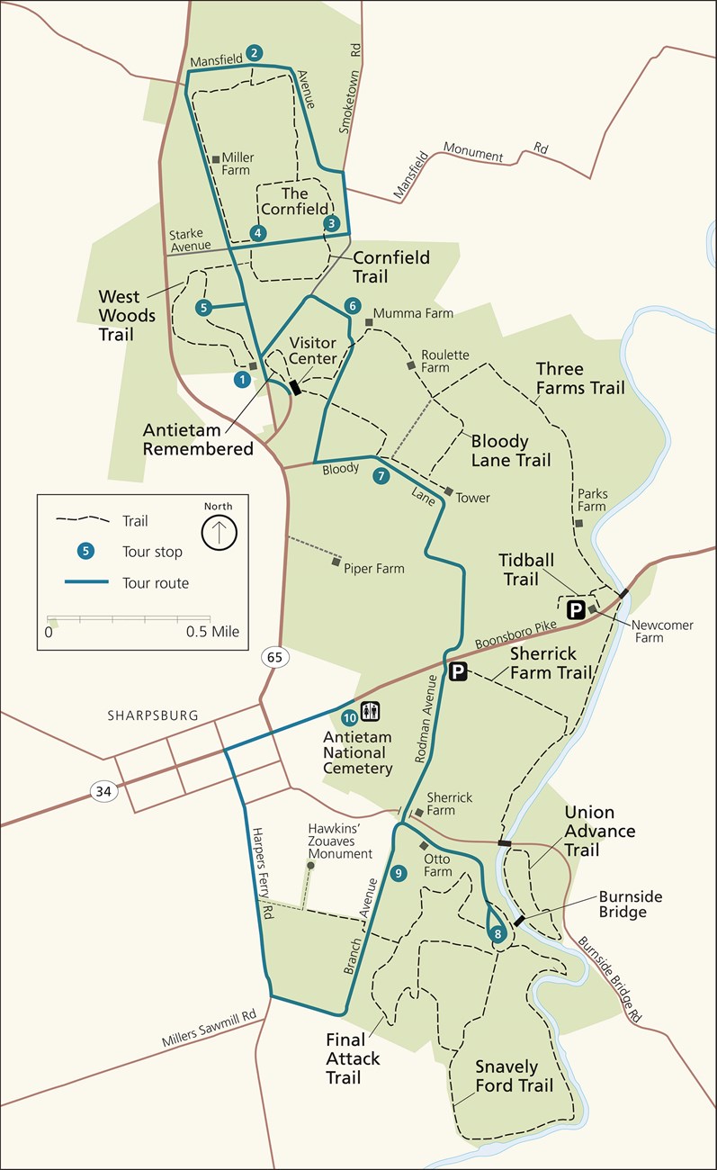 Map of Antietam hiking trails