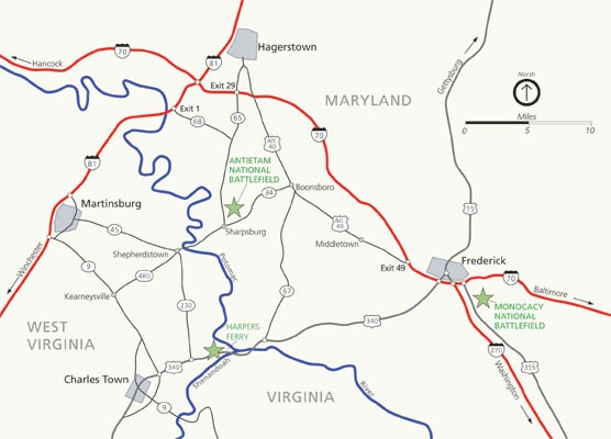 Regional Map of the area around Antietam National Battlefield