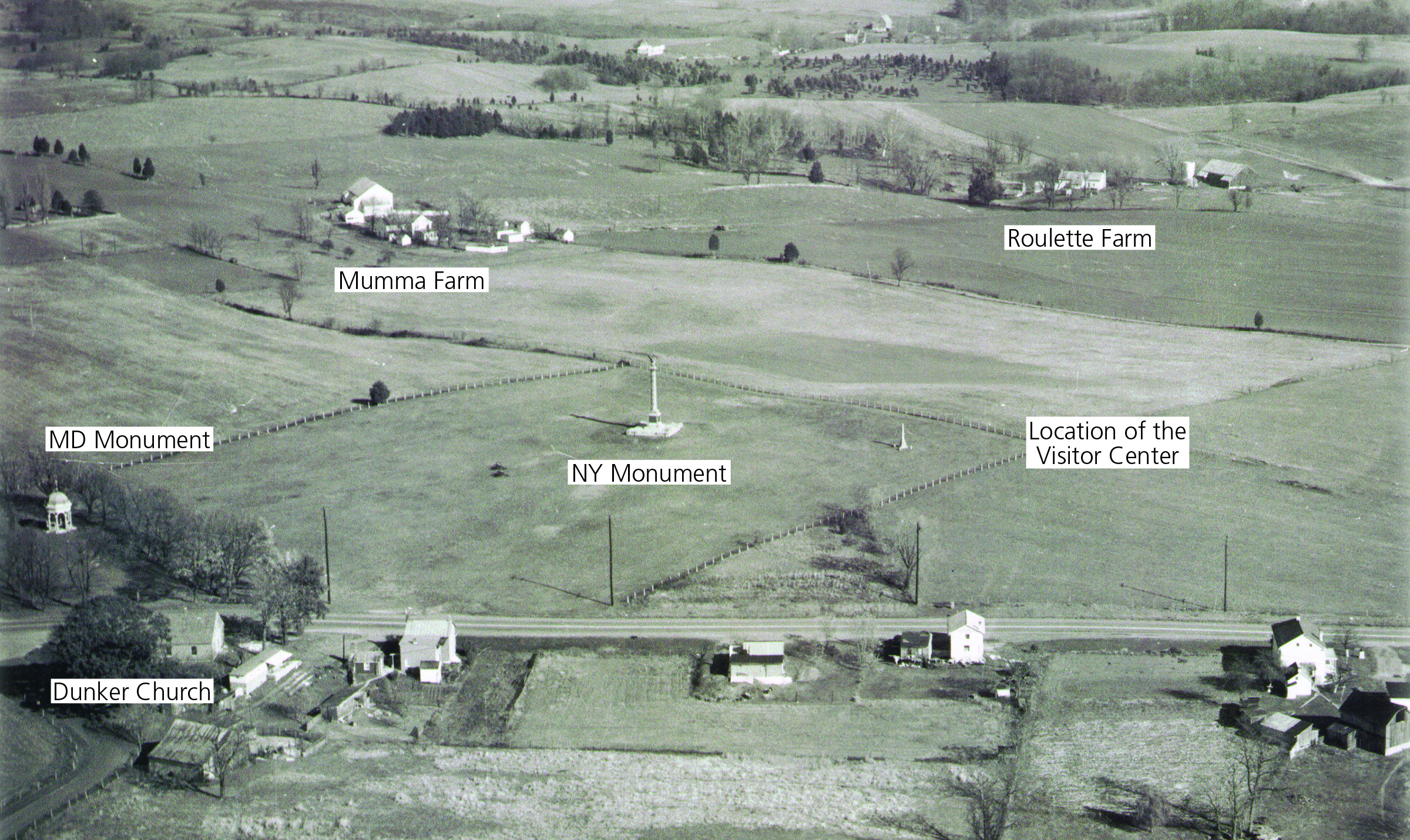 Aerial view of the area where the visitor center was built