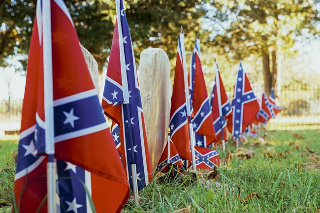 Gravestones with Confederate Battle Flags