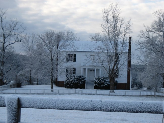 Winter scene of the Isbell House