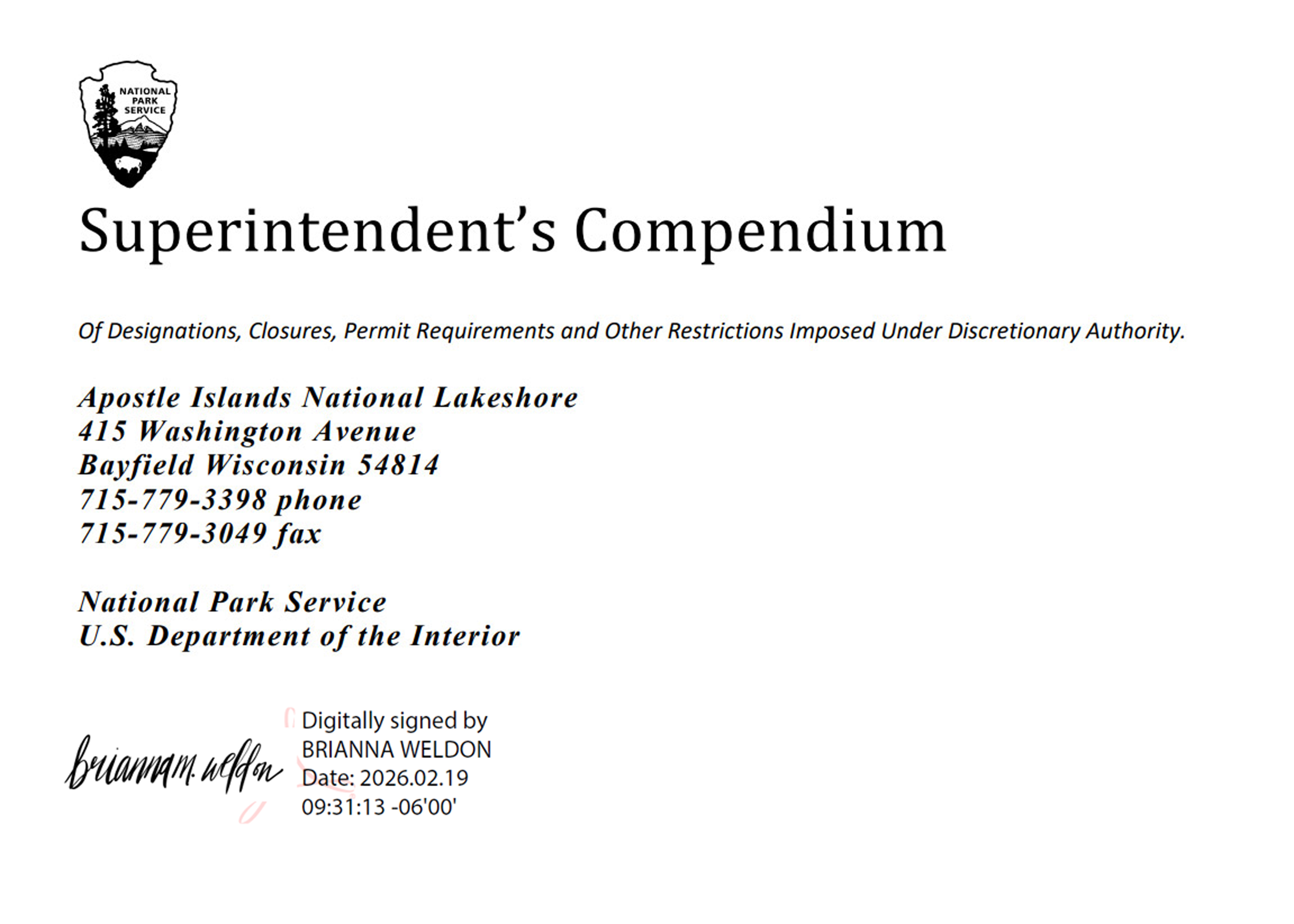 Digital Signature of Superintendent dated 2-19-2026