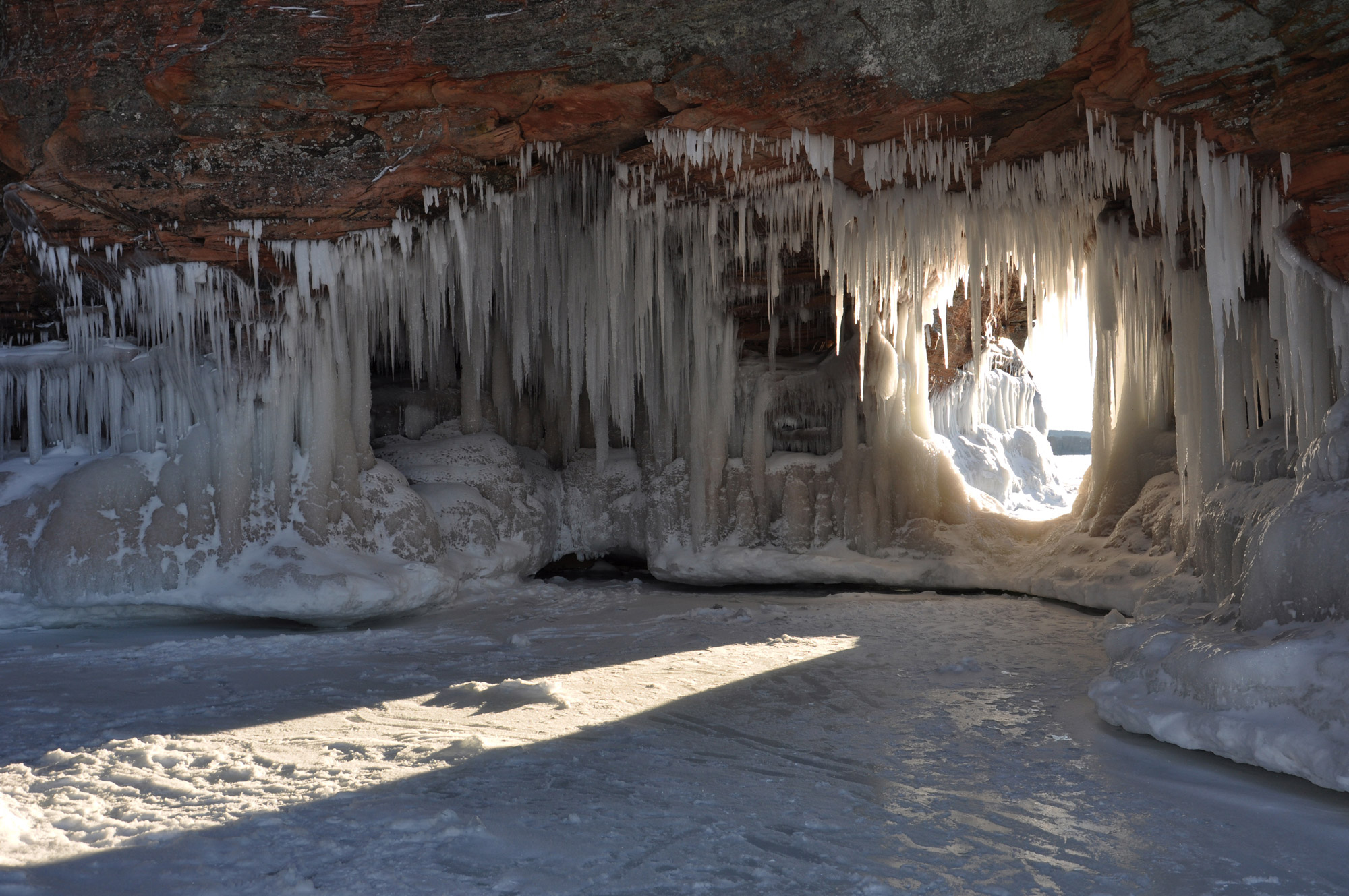 Photograph of ice caves formation in 2014.