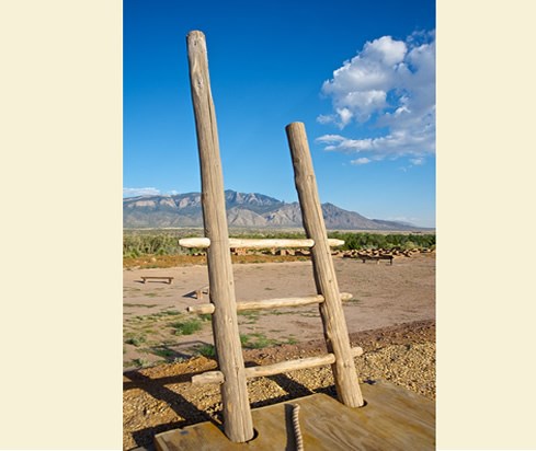 Ladders provided access to underground ceremonial kivas and many other rooms at the 1,200-room community of Kuaua. Photo © Jack Parsons