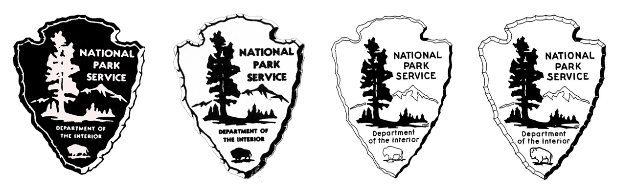 Four line drawings of arrowheads