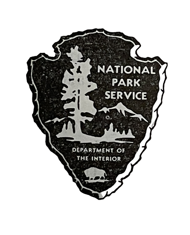 black arrowhead symbol with gray design