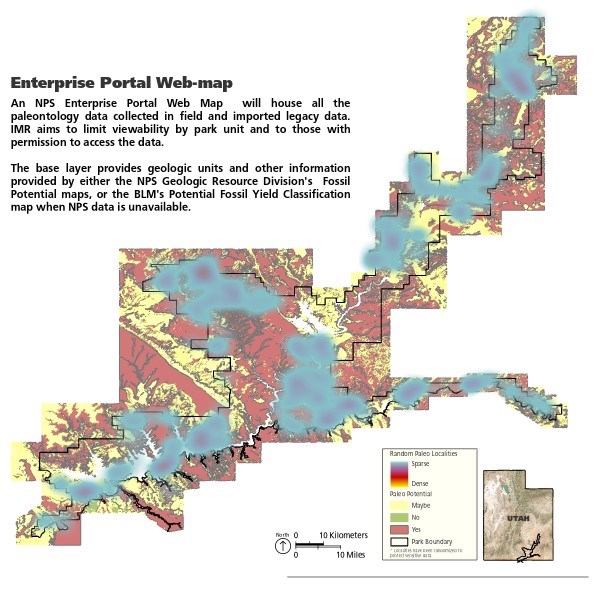 Enterprise Portal Web-Map of GLCA with randomly generated paleontology localities.