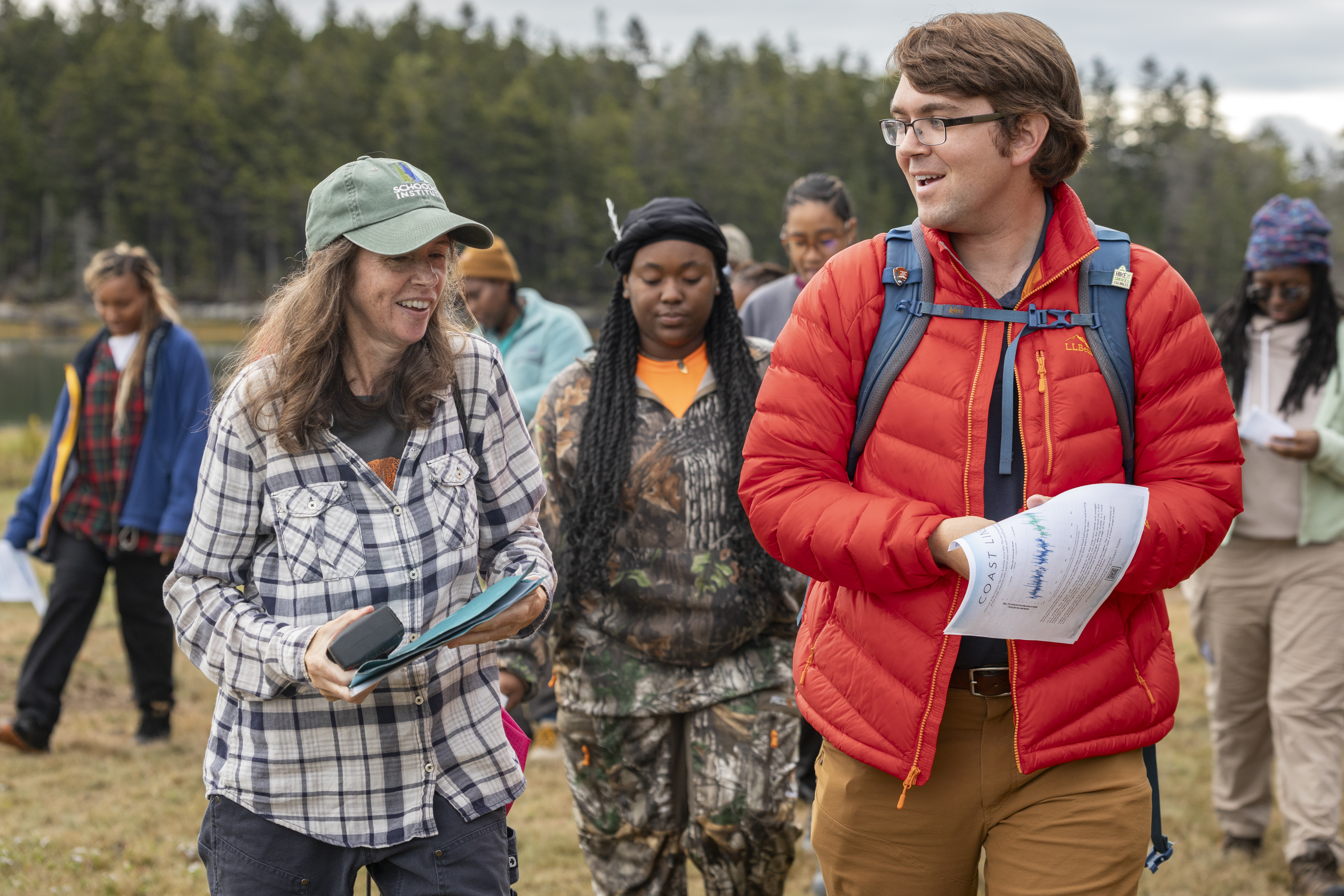 Catherine leads a group of college students on a field trip.