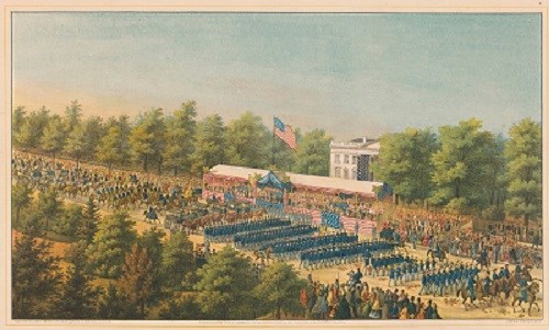 Colored Lithograph of Grand Review of troops