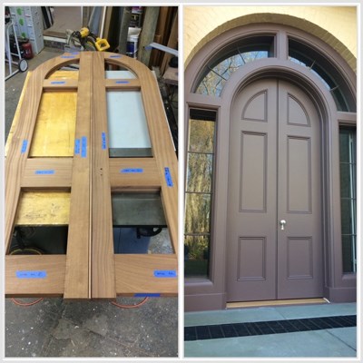 Doors before and after restoration