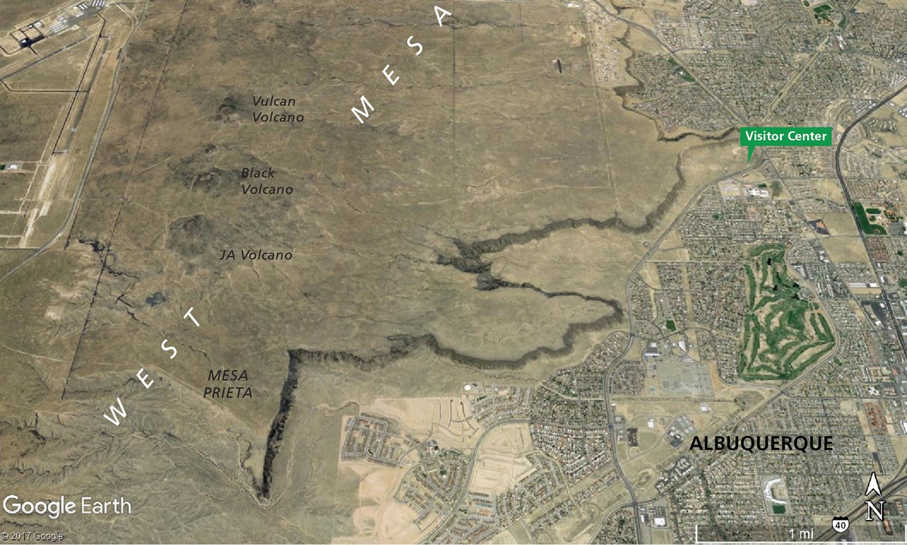 oblique aerial photo of volcanic landscape west of Albuquerque