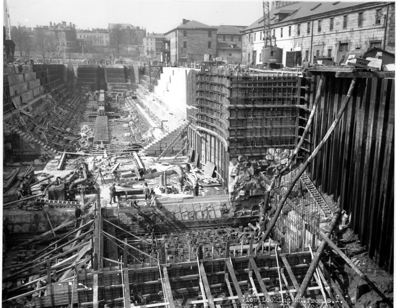 empty dry dock undergoing construction