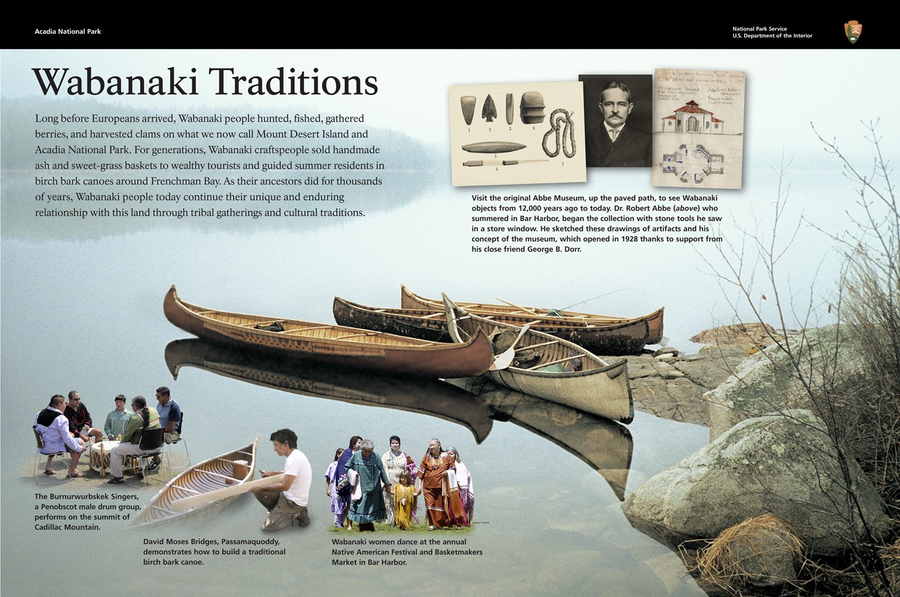 Wayside depicting Wabanaki culture and traditions